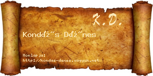 Kondás Dénes névjegykártya
